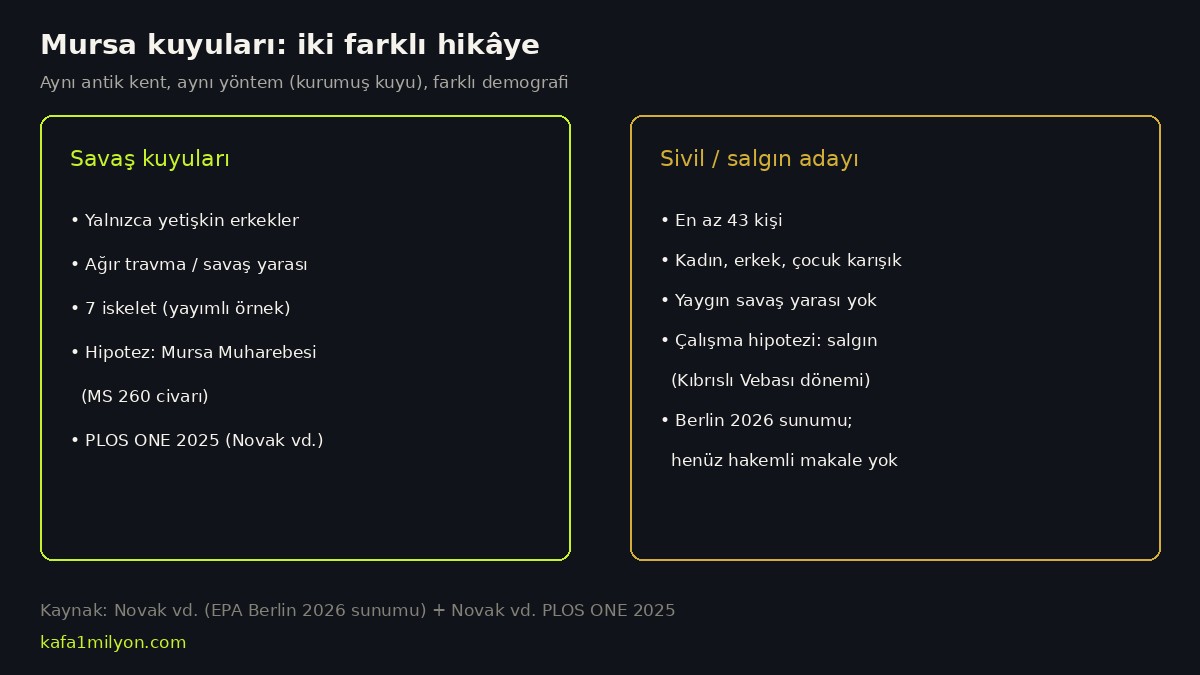 Grafik: savaş kuyuları ile 43 kişilik sivil/salgın adayı kuyunun karşılaştırması