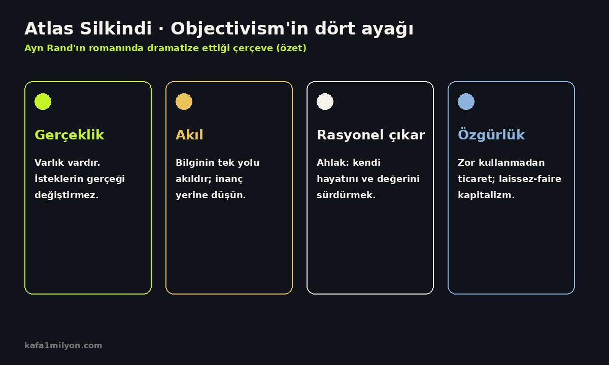 Objectivism'in dört ayağını gösteren bilgi grafiği