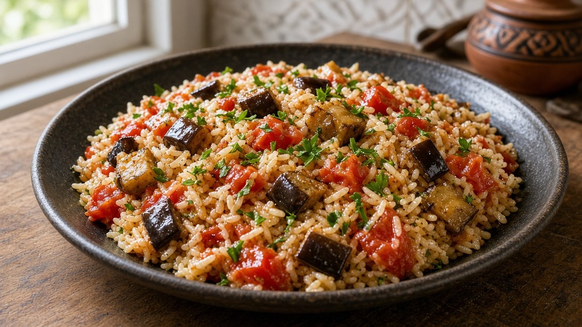 Domatesli Patlıcanlı Pilav Tarifi