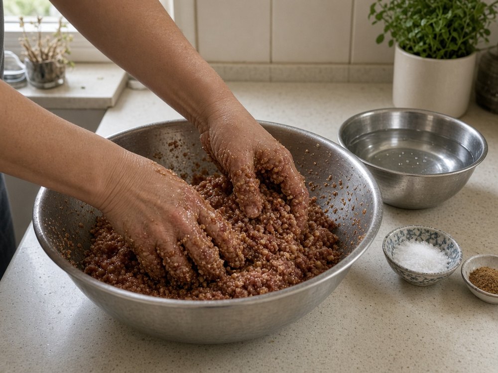 Bulgur hamurunu yoğur