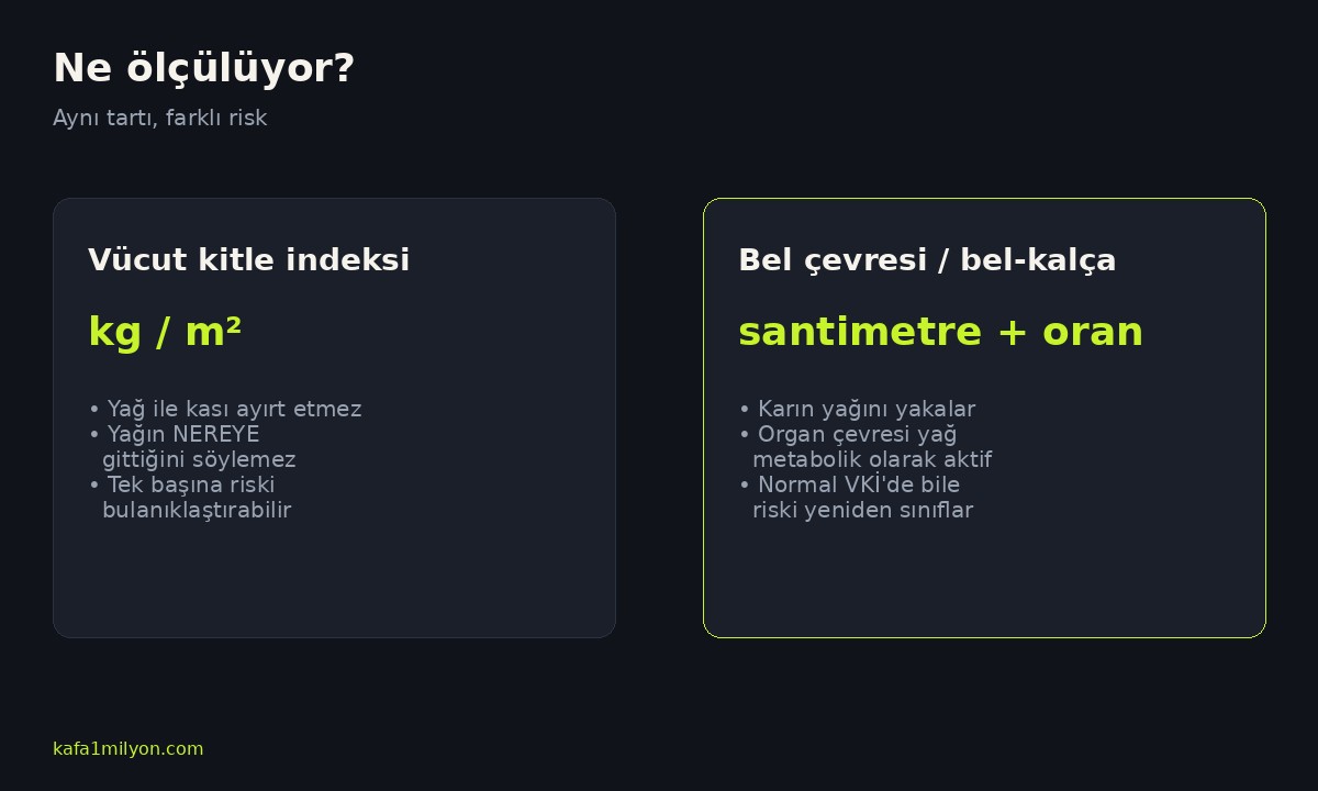 VKİ ile bel çevresi karşılaştırması: ne ölçülüyor