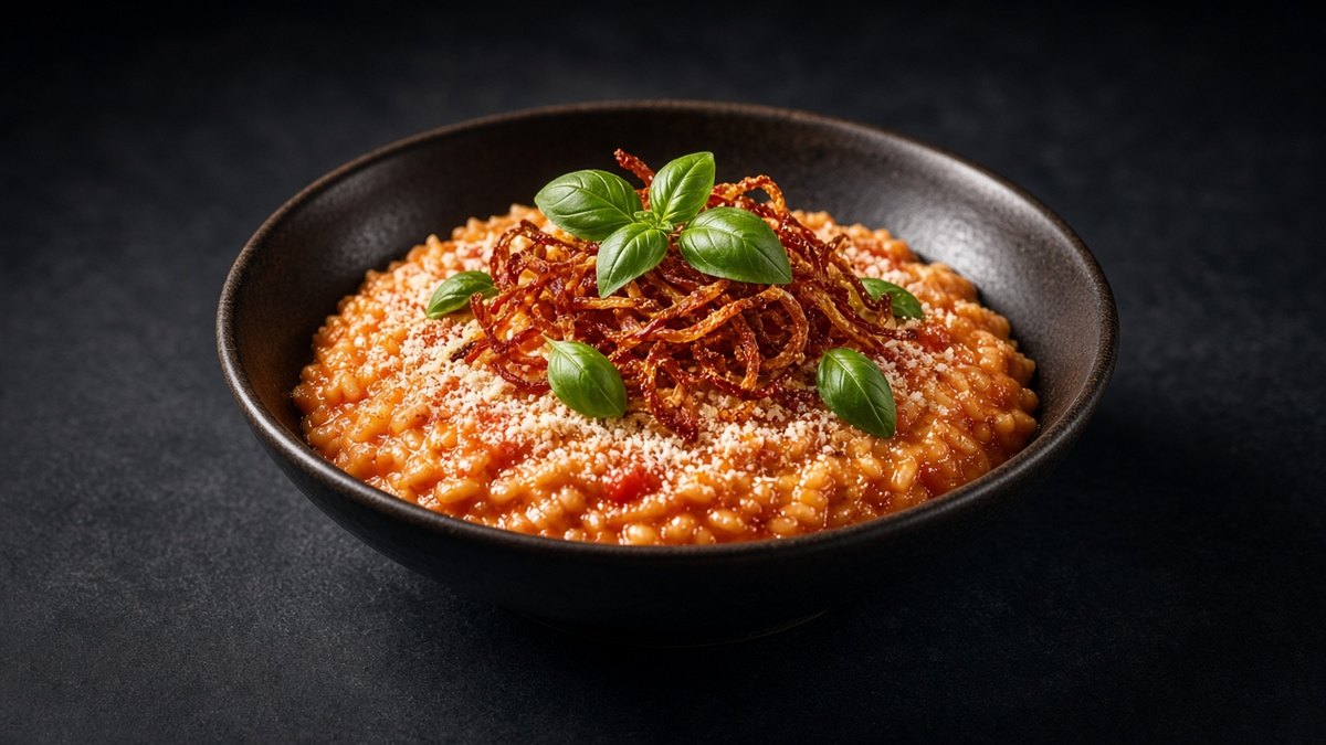 Kızarmış Soğanlı Domates Risotto Tarifi