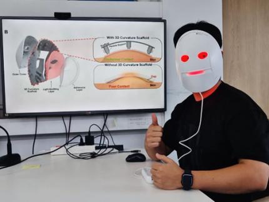 Yüze oturan yüzey yayınlı mikro-LED maskenin şematik yapısı