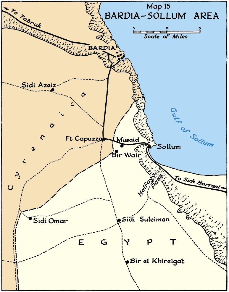 Bardia–Sollum bölgesi Kuzey Afrika cephesi haritası, 1941–42