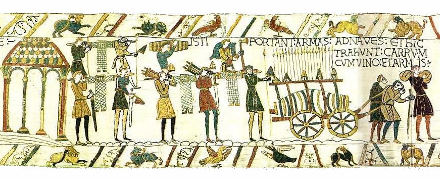Bayeux İşlemesi'nde şarap fıçısı taşıyan Norman askerleri