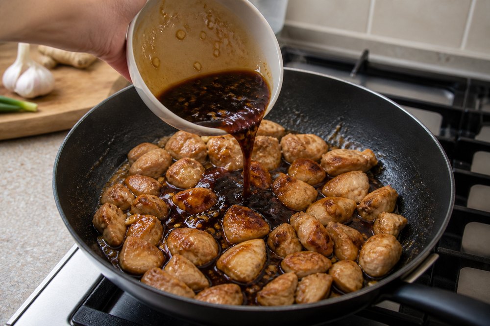 Teriyaki sosunu hazırla ve ekle