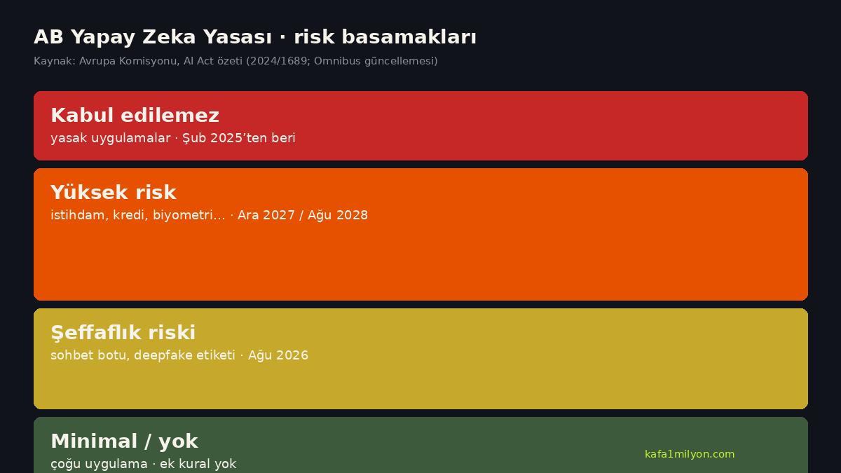 AB Yapay Zeka Yasası risk basamaklarını gösteren bilgi grafiği